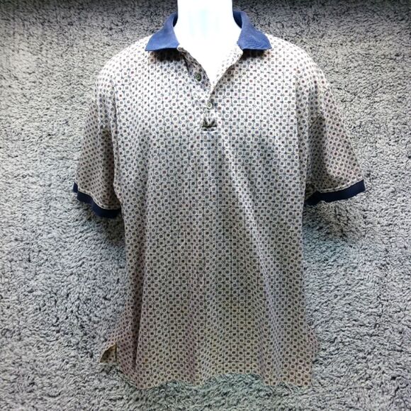 Ping Collection Men's LargeMercerized Combed Cotton Golf Polo. Blue Geo Print... - Picture 1 of 10